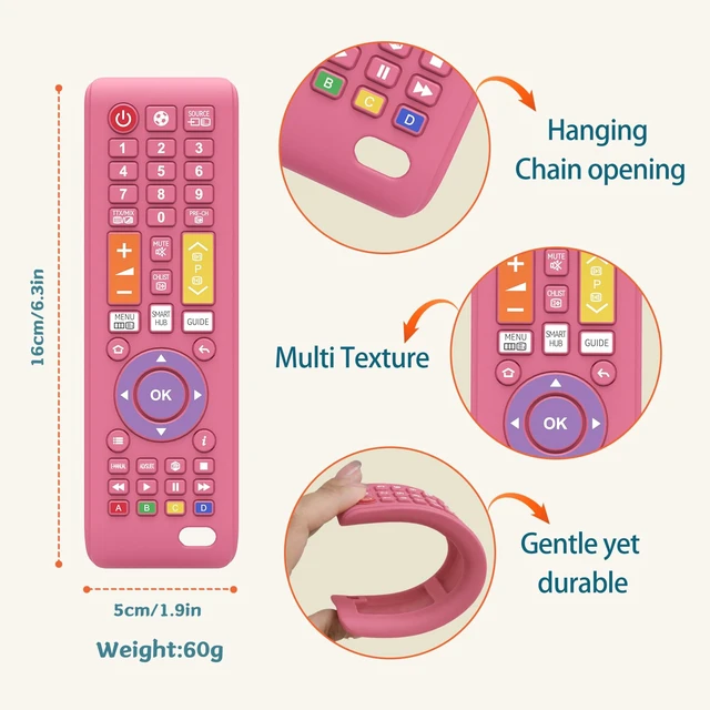 Alt view image 3 of 7 - Baby Remote Teething Toys for 0-6, 6-12 Months Girls | Silicone 3-24 Months Baby Girl Toys, TV Remote Control Shape Teether Toys for Baby and Infants