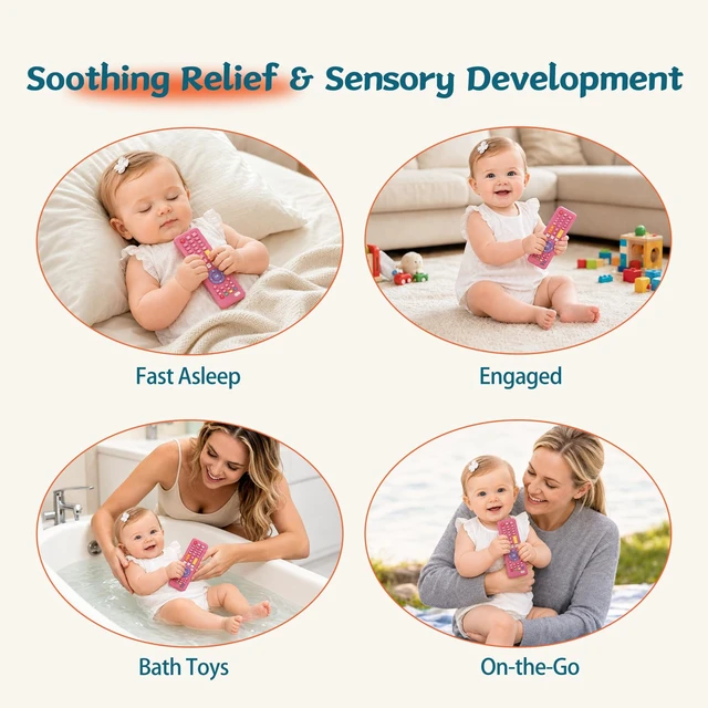 Alt view image 6 of 7 - Baby Remote Teething Toys for 0-6, 6-12 Months Girls | Silicone 3-24 Months Baby Girl Toys, TV Remote Control Shape Teether Toys for Baby and Infants