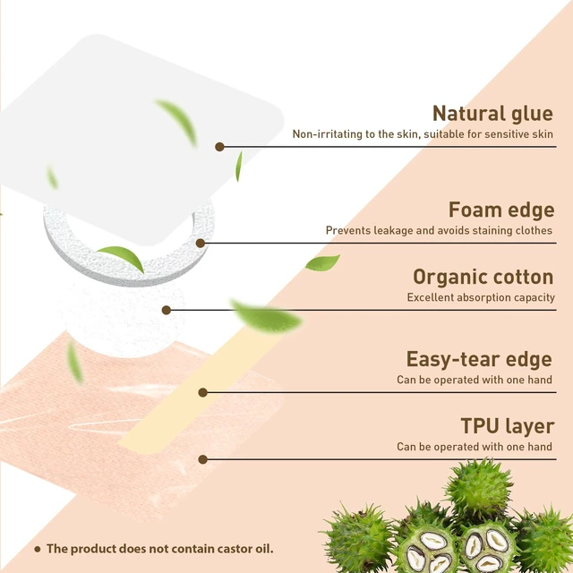 Alt view image 2 of 7 - 48PCS Castor Oil Patches, Castor Oil Pack Wrap, Belly Button Patch | Organic Cotton, Breathable & Self-Adhesive Pads, Anti Leakage, No Wash, Portable, Without Castor Oil, Beige