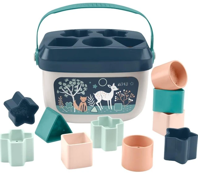 Main image of Babys First BlocksToy Set, Navy Fawn | Stacking Toy, 10 Shapes & Storage Bucket, Sorting Play, Infants Ages 6+ Months