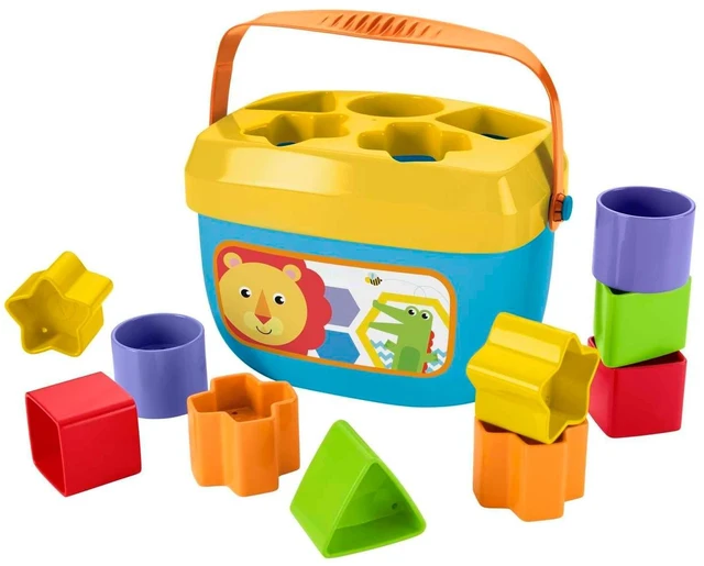 Main image of Babys First Blocks, Baby Toy | Stacking Toy Set of 10 Shapes with Storage Bucket, Sorting Play for Infants Ages 6+ Months