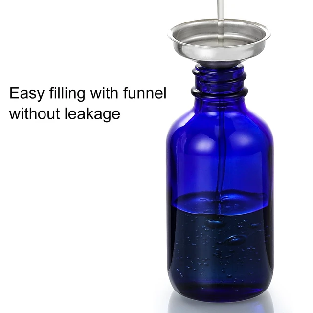 Alt view image 4 of 7 - 4 Pack, 2 oz Dropper Bottles with 1 Funnel & 4 Labels - 60ml Thick Dark Blue Glass Tincture Bottles with Eye Droppers - Leakproof Essential Oils Bottle for Health, Personal Care & Beauty