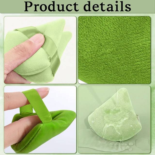 Alt view image 5 of 6 - Powder Puffs, 6 Pack Triangle and Round Makeup Sponge, Green | Soft Fiber, Wet & Dry Use, Washable, Hand Strap, For Loose Powder, Foundation, BB Cream and Blush