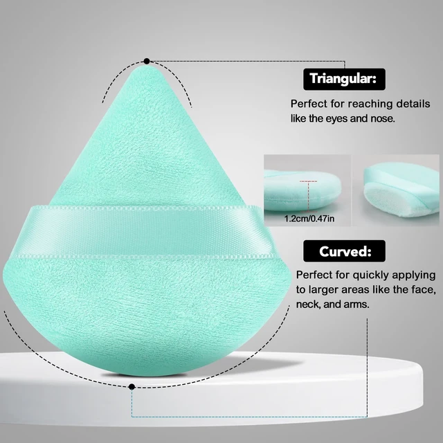 Alt view image 3 of 6 - Powder Puffs, 6 Pack Triangle and Round Makeup Sponge | Soft Fiber, Wet & Dry Use, Washable, Hand Strap, For Loose Powder, Foundation, BB Cream and Blush