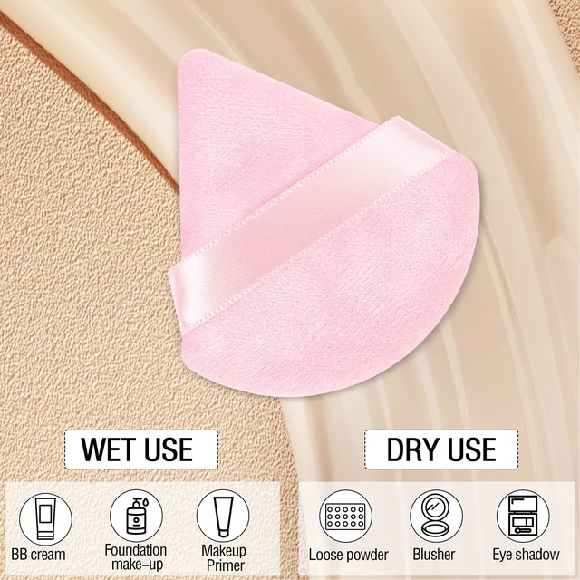 Alt view image 4 of 6 - Powder Puffs, 6 Pack Triangle and Round Makeup Sponge | Soft Fiber, Wet & Dry Use, Washable, Hand Strap, For Loose Powder, Foundation, BB Cream and Blush