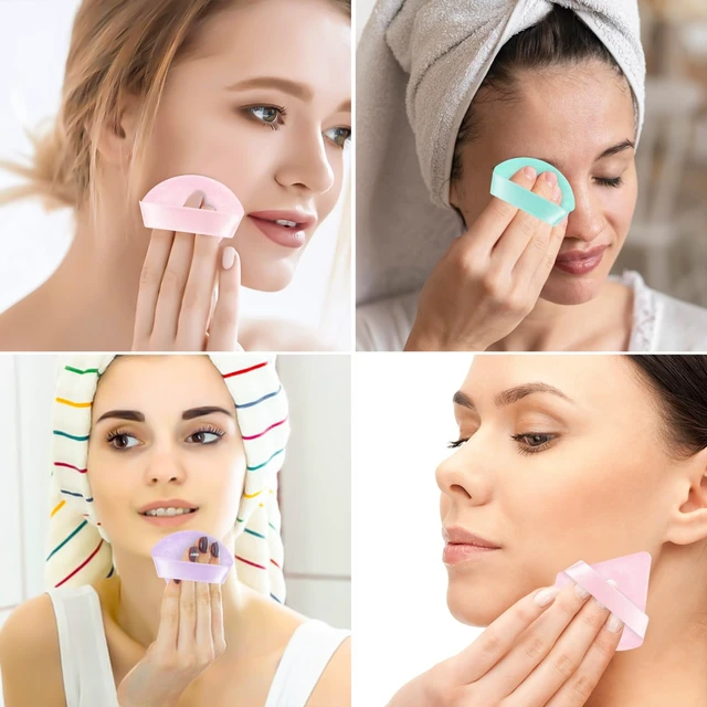Alt view image 6 of 6 - Powder Puffs, 6 Pack Triangle and Round Makeup Sponge | Soft Fiber, Wet & Dry Use, Washable, Hand Strap, For Loose Powder, Foundation, BB Cream and Blush