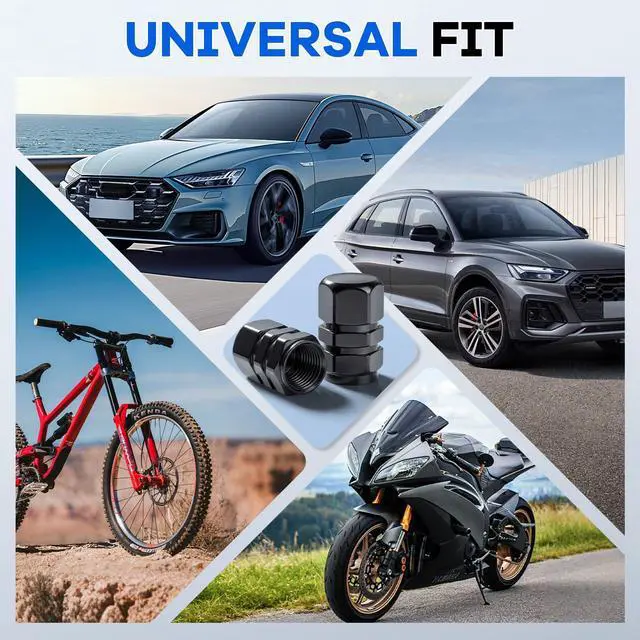 Alt view image 6 of 6 - Car Tire Valve Stem Caps, 12pcs Air Caps Cover, Universal for Cars, SUVs, Bike, Trucks and Motorcycles-Black