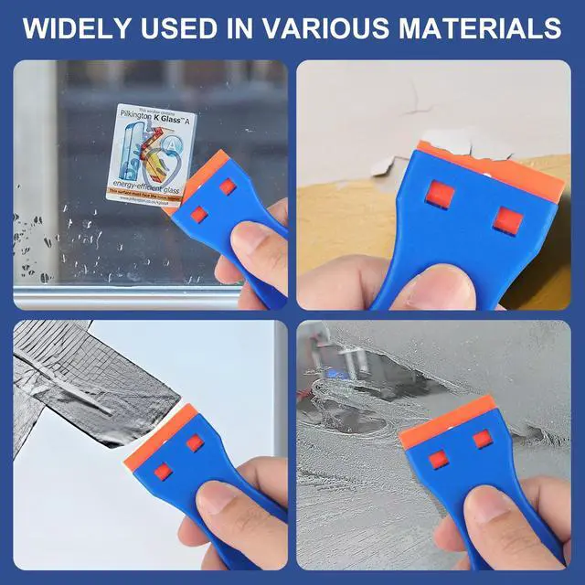 Alt view image 5 of 7 - Plastic Razor Blade Scraper Tool, 2 Pcs Razor Scraper with 20 Pcs Plastic Blades, Cleaning Scraper Remover for Removal Floor Stove Scraping Labels and Decals Sticker on Car Window Glass