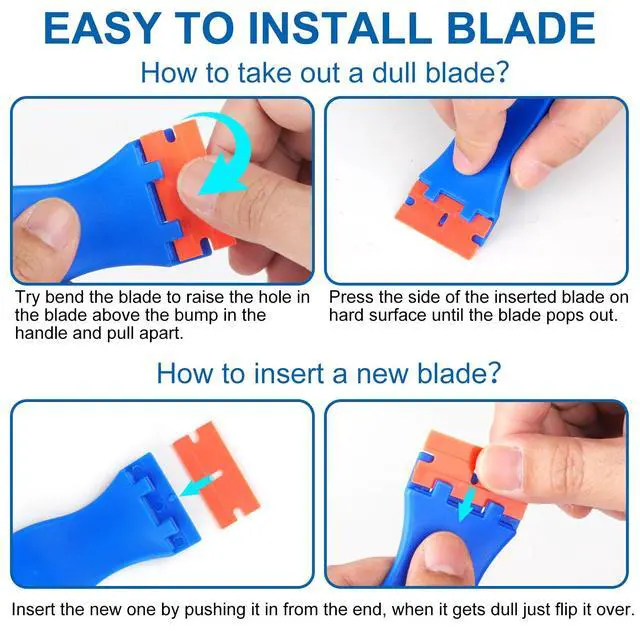 Alt view image 7 of 7 - Plastic Razor Blade Scraper Tool, 2 Pcs Razor Scraper with 20 Pcs Plastic Blades, Cleaning Scraper Remover for Removal Floor Stove Scraping Labels and Decals Sticker on Car Window Glass