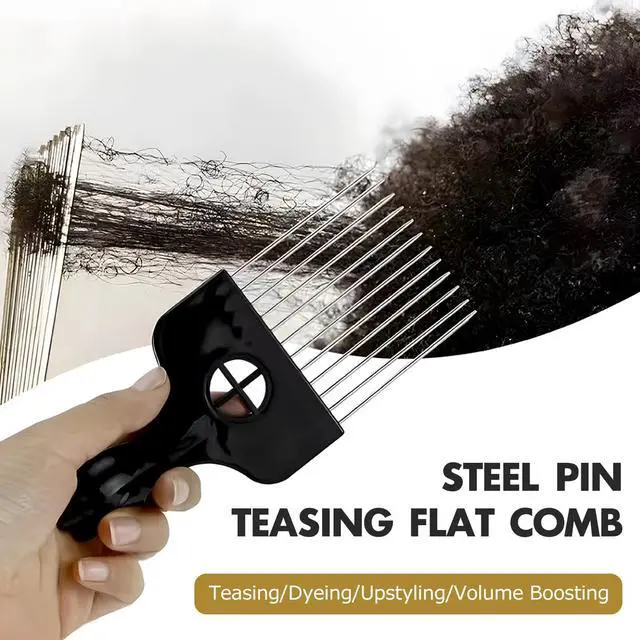 Alt view image 3 of 7 - 3-Piece Stainless Steel Afro Hair Pick Set, Fist Design for Men & Women, Perfect for Natural Curly Afro Hair, Essential Hairdressing Styling Tool