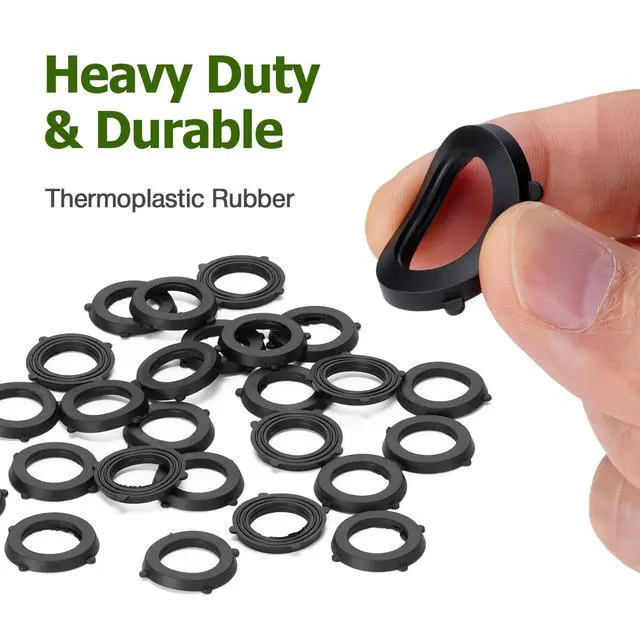 Alt view image 2 of 7 - 30 Pack Garden Hose Washers with Self-Locking Tabs - Heavy Duty Rubber Seals for 3/4" Hose Fittings, Stay-in-Place Design Prevents Falling Out & Leaks, Black