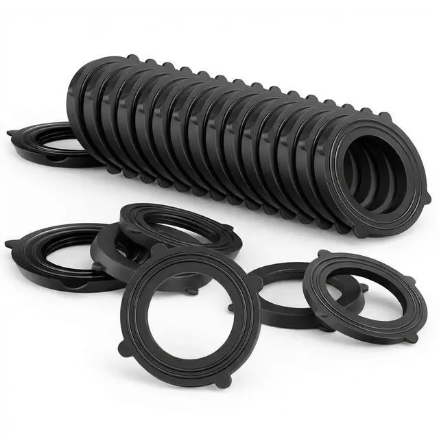 Alt view image 5 of 7 - 30 Pack Garden Hose Washers with Self-Locking Tabs - Heavy Duty Rubber Seals for 3/4" Hose Fittings, Stay-in-Place Design Prevents Falling Out & Leaks, Black