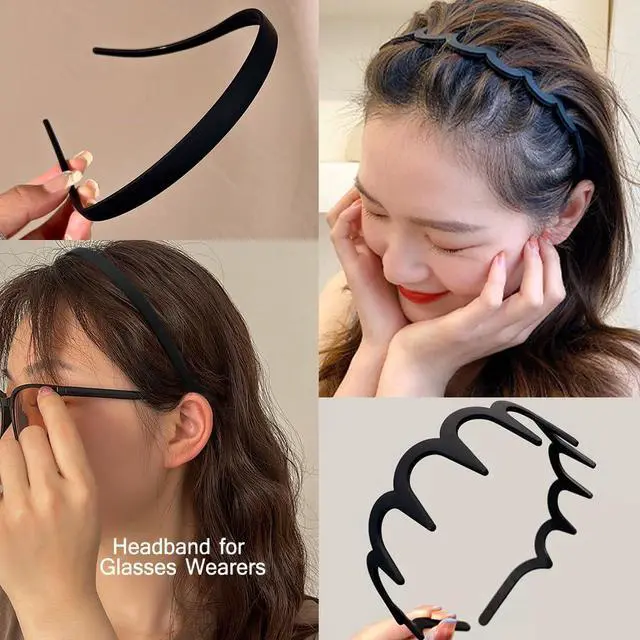 Alt view image 4 of 7 - 12Pcs Black Headbands for Women with Teeth Plastic Head Bands for Women's Hair Non Slip Comb Skinny Zig Zag Headbands Fashion Hair Accessories for Women Men Teen Girls