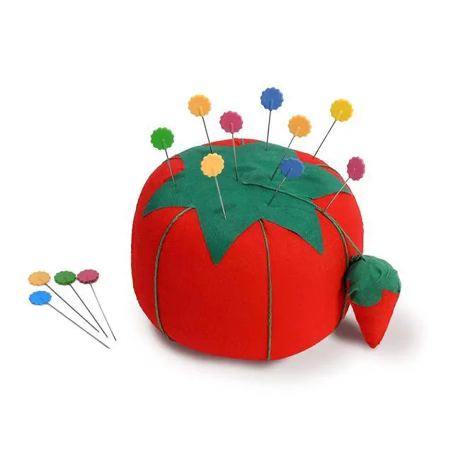 Alt view image 2 of 5 - 4 Tomato Pin Cushion with Strawberry Emery, Sewing Holder | Keep pins organized and sharp with a classic tomato cushion plus built-in strawberry emery sharpener