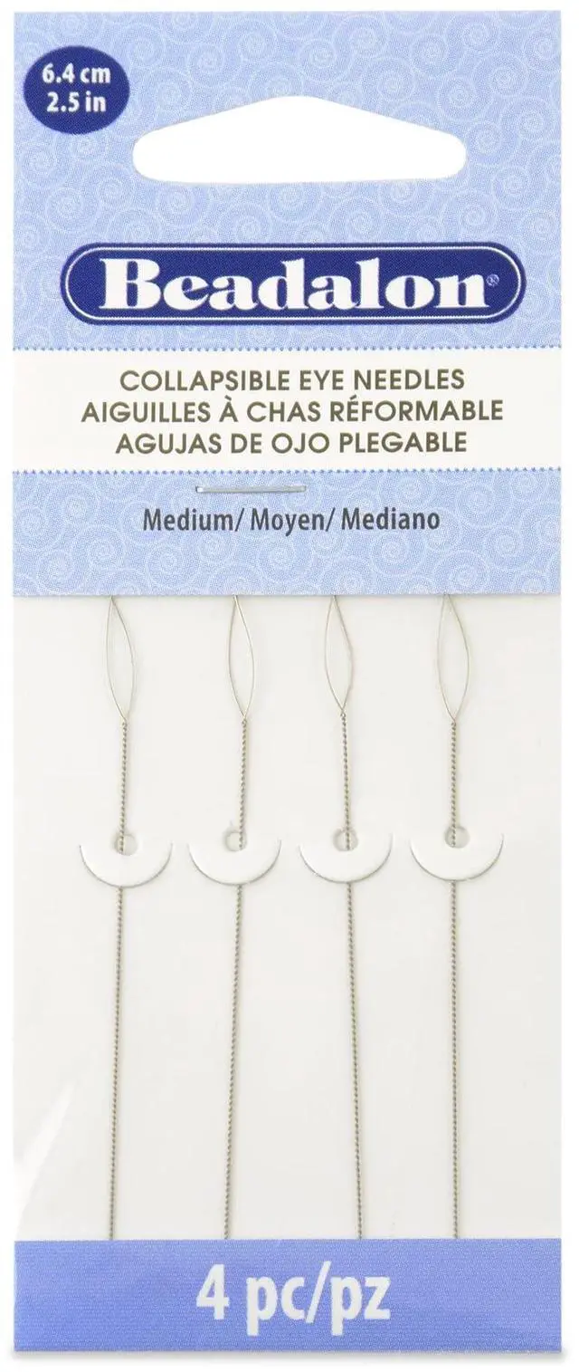 Main image of Collapsible Eye Beading Needles, Medium 0.36 mm / .014 inches Diameter, 2.5 inches Length, 4 pc