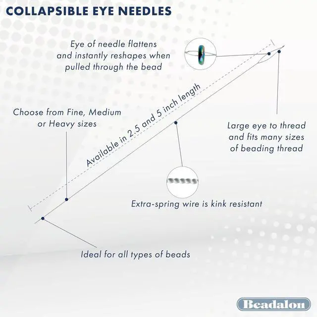 Alt view image 4 of 7 - Collapsible Eye Beading Needles, Medium 0.36 mm / .014 inches Diameter, 2.5 inches Length, 4 pc