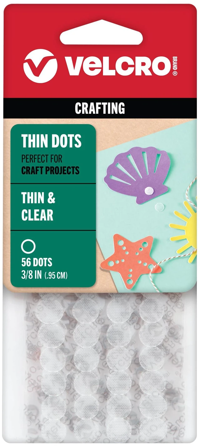Main image of Thin Clear Fasteners, 3/8 in Adhesive Circles, 56 Count | General Purpose Low Profile Fasteners For Home And Office Organization; Clear Design Blends Into Displays, Labels And Décor