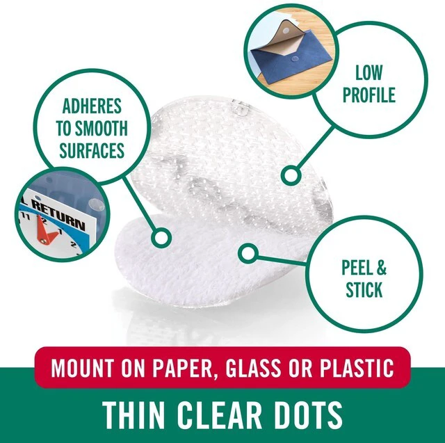 Alt view image 2 of 7 - Brand Thin Clear Dots, 3/4 in Circles, 200 Pack Thin Clear Adhesive Circles, Low Profile Design, For Crafting, School Projects, Home And Office Organization
