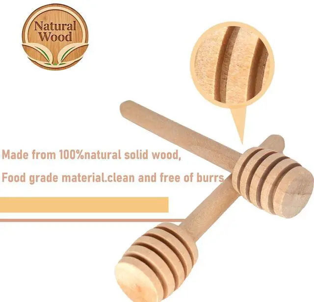 Alt view image 6 of 7 - 42Pcs Mini Wooden Honey Dipper Stick, 3inch Honey Stirrers | Honey Comb for Jar Dispense Drizzle and Cake Pop, Lollipop Treat Sticks