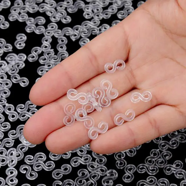 Alt view image 2 of 5 - 300 S Clips Rubber Band Loom Connectors Plastic Bracelet Clips, Clear | Loom Band Bracelet Connectors, Plastic Refill, 300 Pcs, DIY Weaving Kit Accessory, Fits Standard Loom Boards