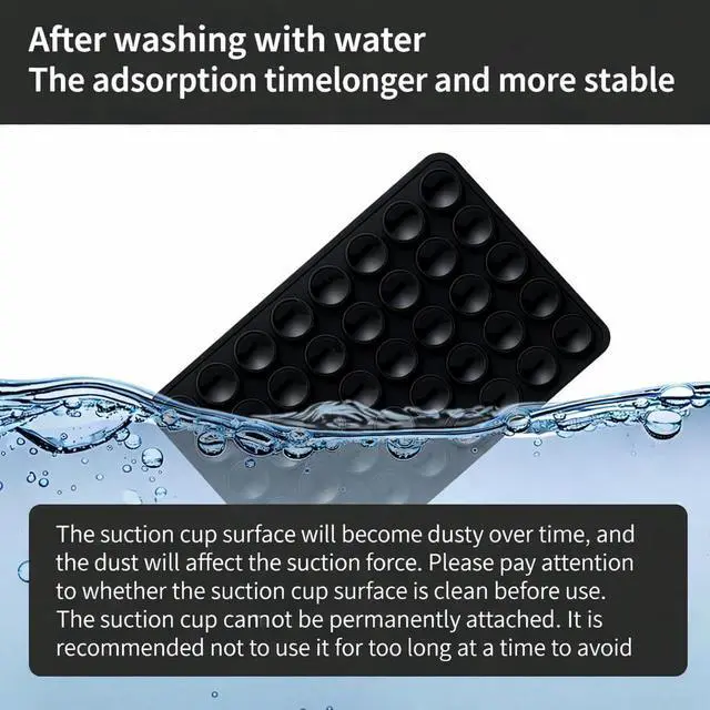 Alt view image 5 of 7 - 2 Pack Silicone Double-Sided Suction Grip 40 Cups per Side, Strong Hold for iPhone, Galaxy, Pixel, Android Hands-Free for Selfies & Videos (Black)