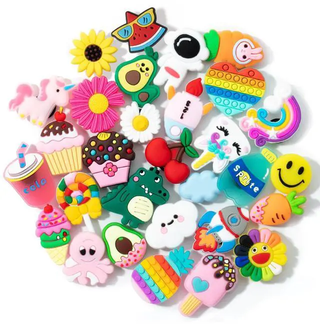 Main image of - Different Charms, 30 Pack, PVC Random Cute Charms | Decoration Charms for DIY Crafts, Keychains, Party Favors, Scrapbooking & Decorations