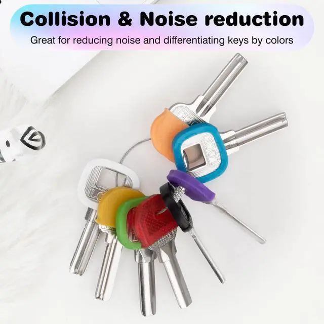 Alt view image 7 of 7 - 20 Pack Key Color Caps Covers Tags, Soft Rubber Key Identifiers, Plastic Key Toppers for Standard Flat Organization House Key (Not Suitable for Odd-Shaped Keys), 10 Colors, 2 Styles
