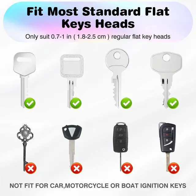 Alt view image 5 of 7 - 20 Pack Key Color Caps Covers Tags, Soft Rubber Key Identifiers, Plastic Key Toppers for Standard Flat Organization House Key (Not Suitable for Odd-Shaped Keys), 10 Colors, 2 Styles