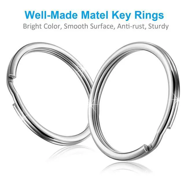 Alt view image 3 of 7 - Split Key Ring Circle Assorted, Metal Keyring Durable in 5 Sizes (Small 1/2 inch, 3/4 inch,1 inch, 1.25 inch, Large 1.38 inch), for Dog Pet Collar DIY Tag Jewelry Car Key (Sliver, Alloy Steel)