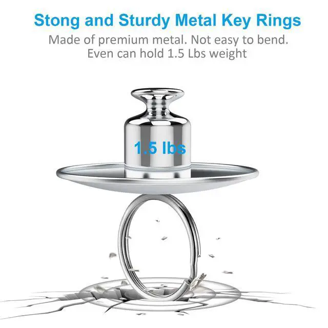 Alt view image 5 of 7 - Split Key Ring Circle Assorted, Metal Keyring Durable in 5 Sizes (Small 1/2 inch, 3/4 inch,1 inch, 1.25 inch, Large 1.38 inch), for Dog Pet Collar DIY Tag Jewelry Car Key (Sliver, Alloy Steel)