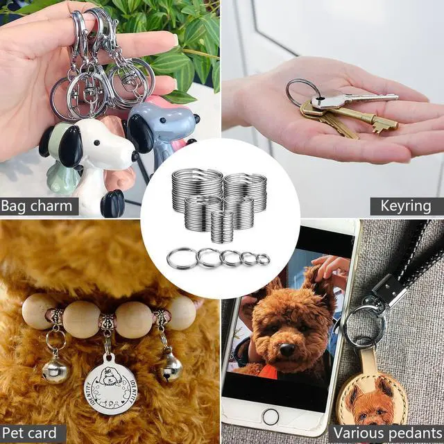 Alt view image 7 of 7 - Split Key Ring Circle Assorted, Metal Keyring Durable in 5 Sizes (Small 1/2 inch, 3/4 inch,1 inch, 1.25 inch, Large 1.38 inch), for Dog Pet Collar DIY Tag Jewelry Car Key (Sliver, Alloy Steel)