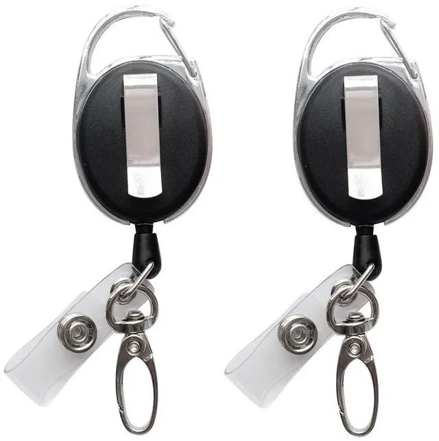 Main image of Retractable Badge Reel with Claw Clasp and Clip for Id Card Holders (2Pack)