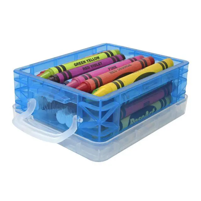 Alt view image 7 of 7 - Super Stacker Crayon and Chalk Box, 3.5in x 4.75 in x 1.5 in, 1 Box | Assorted colors that may ship are shown in images, Snap-tight lid and handles, Stackable design