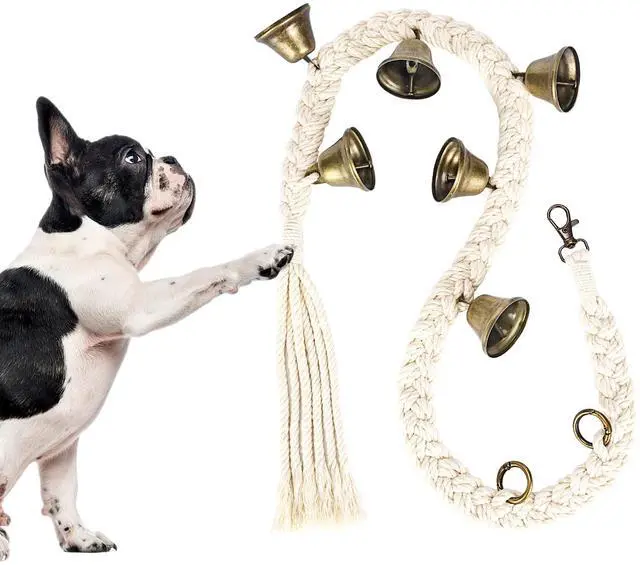 Main image of Dog Bells to Go Outside, Cotton Handwoven Potty Training Bell | Dog Doorbell with 6 Extra Loud Bells for Dog Training, Adjustable Hanging Door Bell for Small Medium Large Dogs