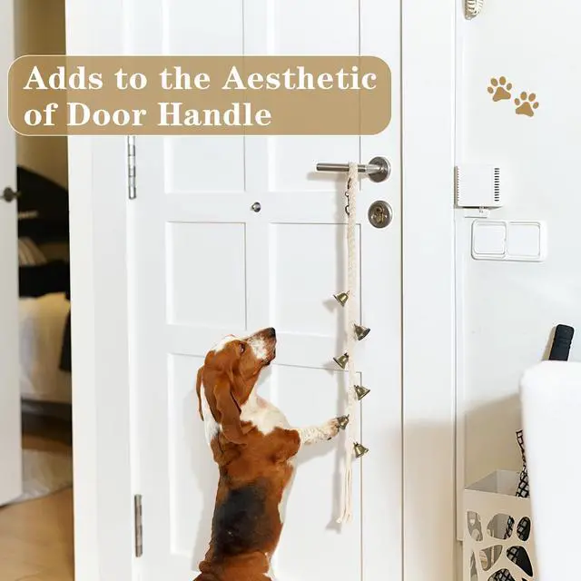 Alt view image 6 of 6 - Dog Bells to Go Outside, Cotton Handwoven Potty Training Bell | Dog Doorbell with 6 Extra Loud Bells for Dog Training, Adjustable Hanging Door Bell for Small Medium Large Dogs