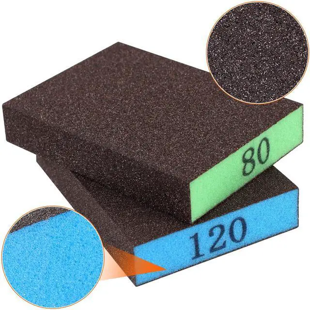 Alt view image 4 of 7 - 8-Pack Sandpaper Block, Four Grits Per Pack 60/80/120/220, Washable and Reusable Handmade Sanding Sponge, Drywall Sandpaper Blocks for Wooden Drywall Sheetrock and Metal Glazing