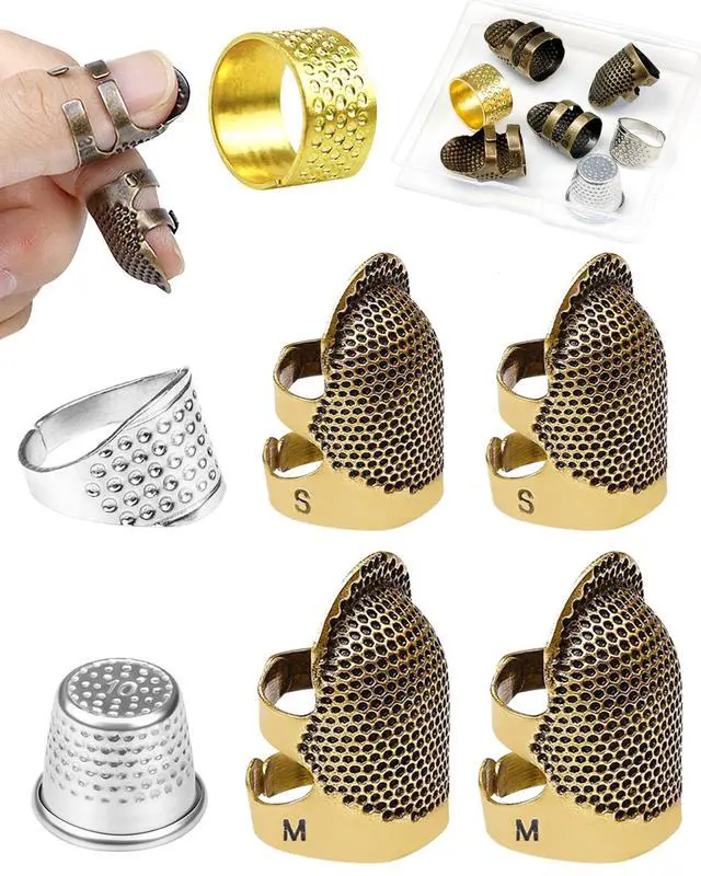 Main image of Thimble Kit 7 PCS Sewing Thimbles for Hand Sewing, Metal Finger Protectors, Thimble Ring for Quilting and Embroidery