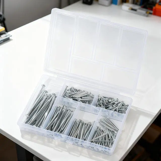 Alt view image 3 of 6 - 280 Pcs Nail Assortment Kit, 6 Sizes Finishing Nails for Hanging Pictures, Maximum Length 2 Inches Galvanized, Long and Small Nails for Wall Art