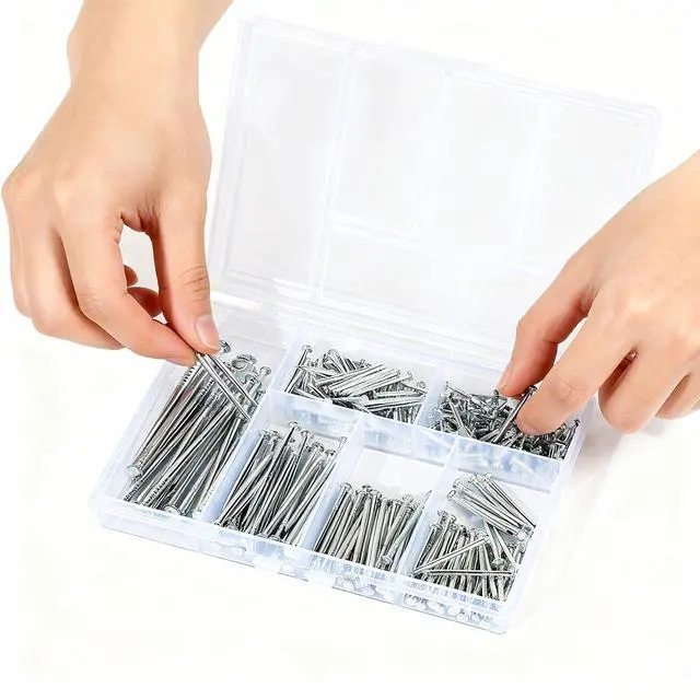 Alt view image 5 of 6 - 280 Pcs Nail Assortment Kit, 6 Sizes Finishing Nails for Hanging Pictures, Maximum Length 2 Inches Galvanized, Long and Small Nails for Wall Art