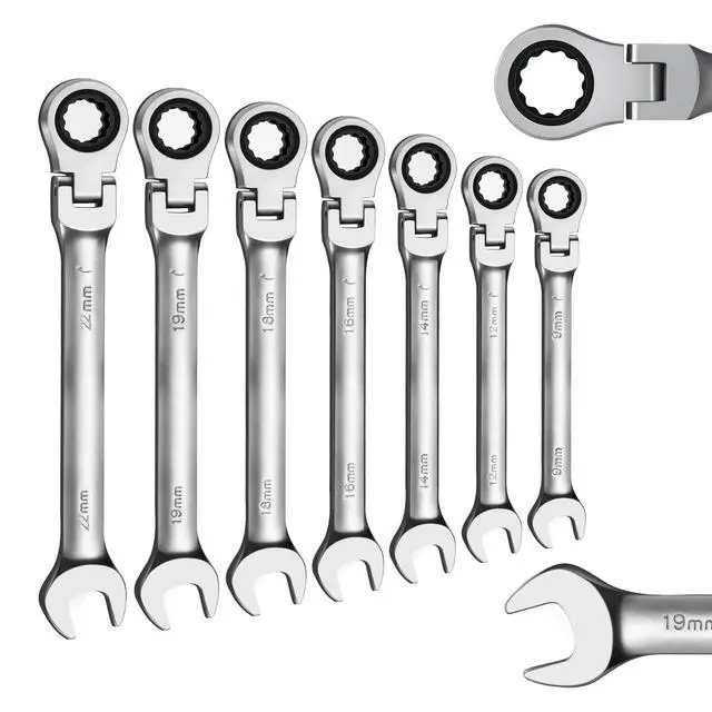 Alt view image 6 of 7 - Ratchet Wrench, CR-V Chrome-vanadium Steel 8mm Wrench | 180 ° Adjustable Combination Wrenches, Double-end Ratchet Wrench, Anti-slip Rust-proof, Labor-saving Tools