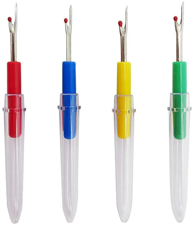 Main image of Seam Ripper 4pcs Stitch Eraser Thread Cutter Small Clothes Tag Remover Seam Rippers for Sewing Crafting Thread Removing (4 Colors)