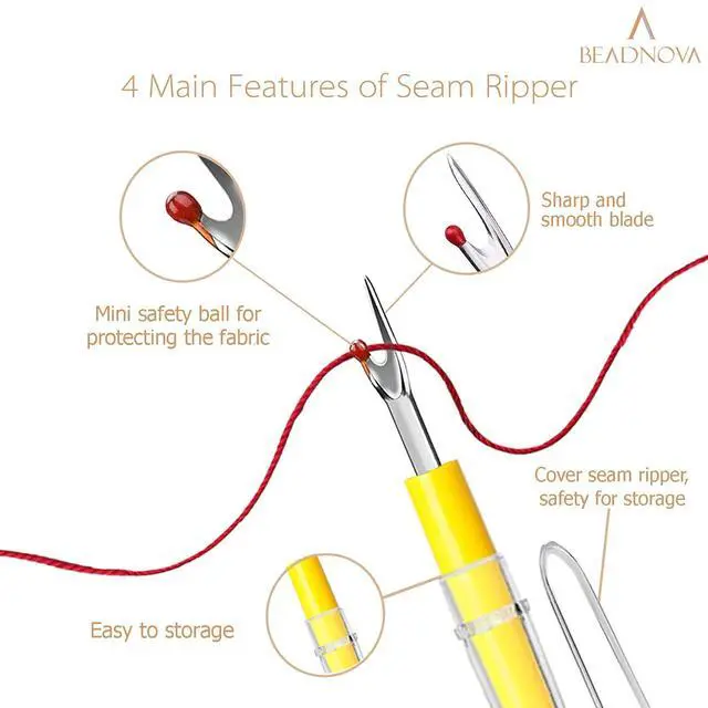 Alt view image 4 of 4 - Seam Ripper 4pcs Stitch Eraser Thread Cutter Small Clothes Tag Remover Seam Rippers for Sewing Crafting Thread Removing (4 Colors)