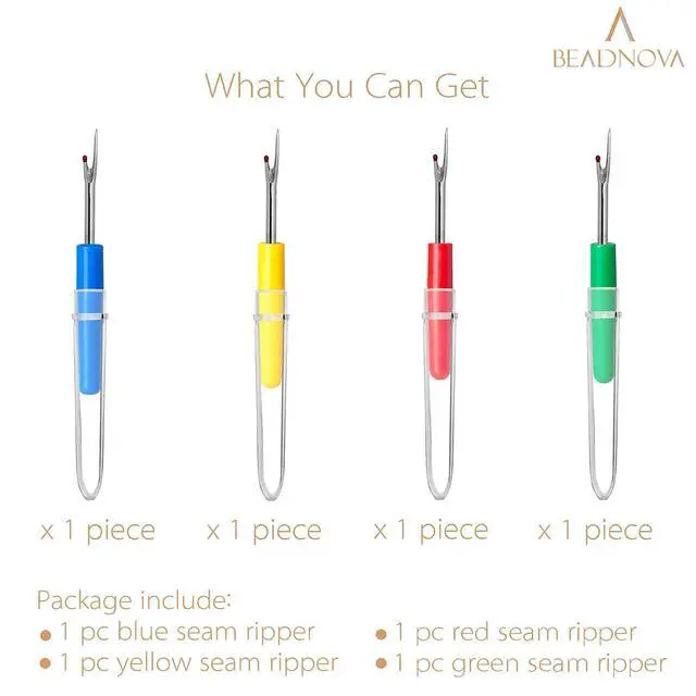 Alt view image 3 of 4 - Seam Ripper 4pcs Stitch Eraser Thread Cutter Small Clothes Tag Remover Seam Rippers for Sewing Crafting Thread Removing (4 Colors)