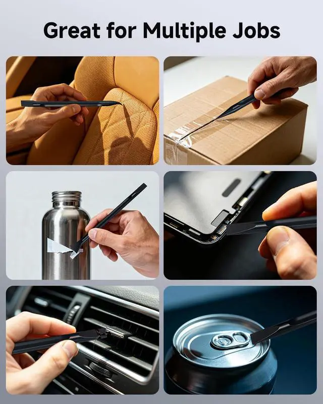 Alt view image 6 of 7 - 9-Piece Detailing Picks, Plastic Scrapers Non Scratch, Car Crevice Cleaning Tool for Tight Gaps, Remove Stickers, Labels, Grease & Grime