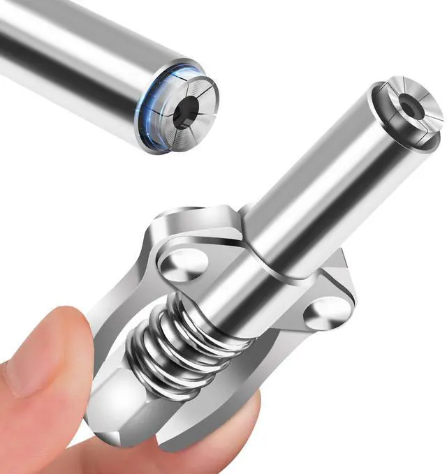 Main image of Locking Grease Gun Coupler, 12000 PSI, 6-Jaw Quick Release Tip | Dual-handle quick release improves control, while 6 thickened jaws grip Zerk fittings; supports 1/8"-27 NPT grease guns.