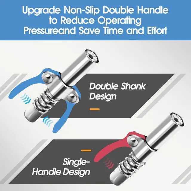 Alt view image 6 of 7 - Locking Grease Gun Coupler, 12000 PSI, 6-Jaw Quick Release Tip | Dual-handle quick release improves control, while 6 thickened jaws grip Zerk fittings; supports 1/8"-27 NPT grease guns.