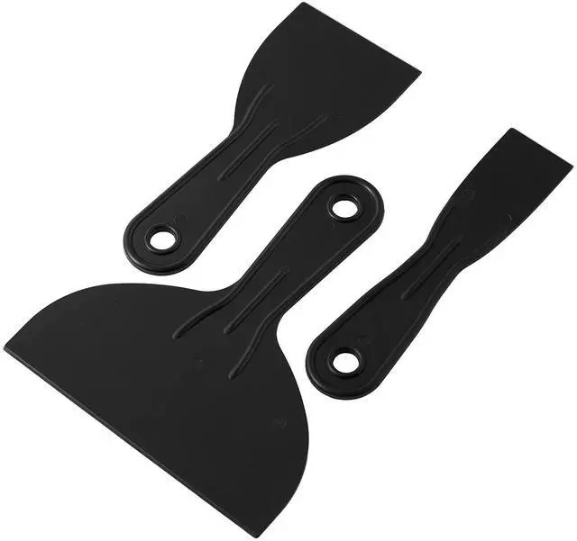Main image of Plastic Putty Knife Set - 3Pcs Black Plastic Scraper Tool, 1.5"/3"/6" Sizes Spackle Knife for Spackling, Painting, Drywall, Arts and Crafts, Tile Jobs, Tamale Making