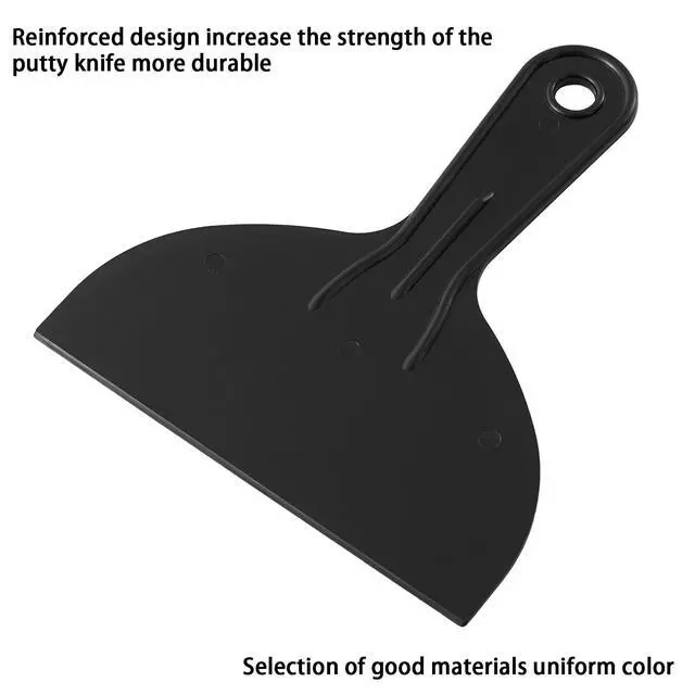 Alt view image 4 of 7 - Plastic Putty Knife Set - 3Pcs Black Plastic Scraper Tool, 1.5"/3"/6" Sizes Spackle Knife for Spackling, Painting, Drywall, Arts and Crafts, Tile Jobs, Tamale Making