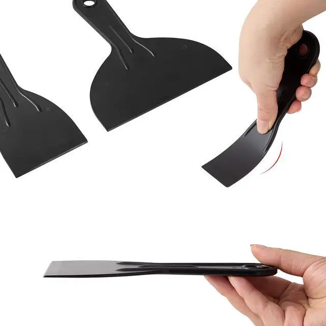 Alt view image 6 of 7 - Plastic Putty Knife Set - 3Pcs Black Plastic Scraper Tool, 1.5"/3"/6" Sizes Spackle Knife for Spackling, Painting, Drywall, Arts and Crafts, Tile Jobs, Tamale Making