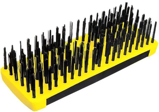 Alt view image 4 of 5 - Carbon Steel Wire Scrub Brush Block | Soft-Grip, Threaded Pole Socket, Chemical and Solvent Resistant Bristles